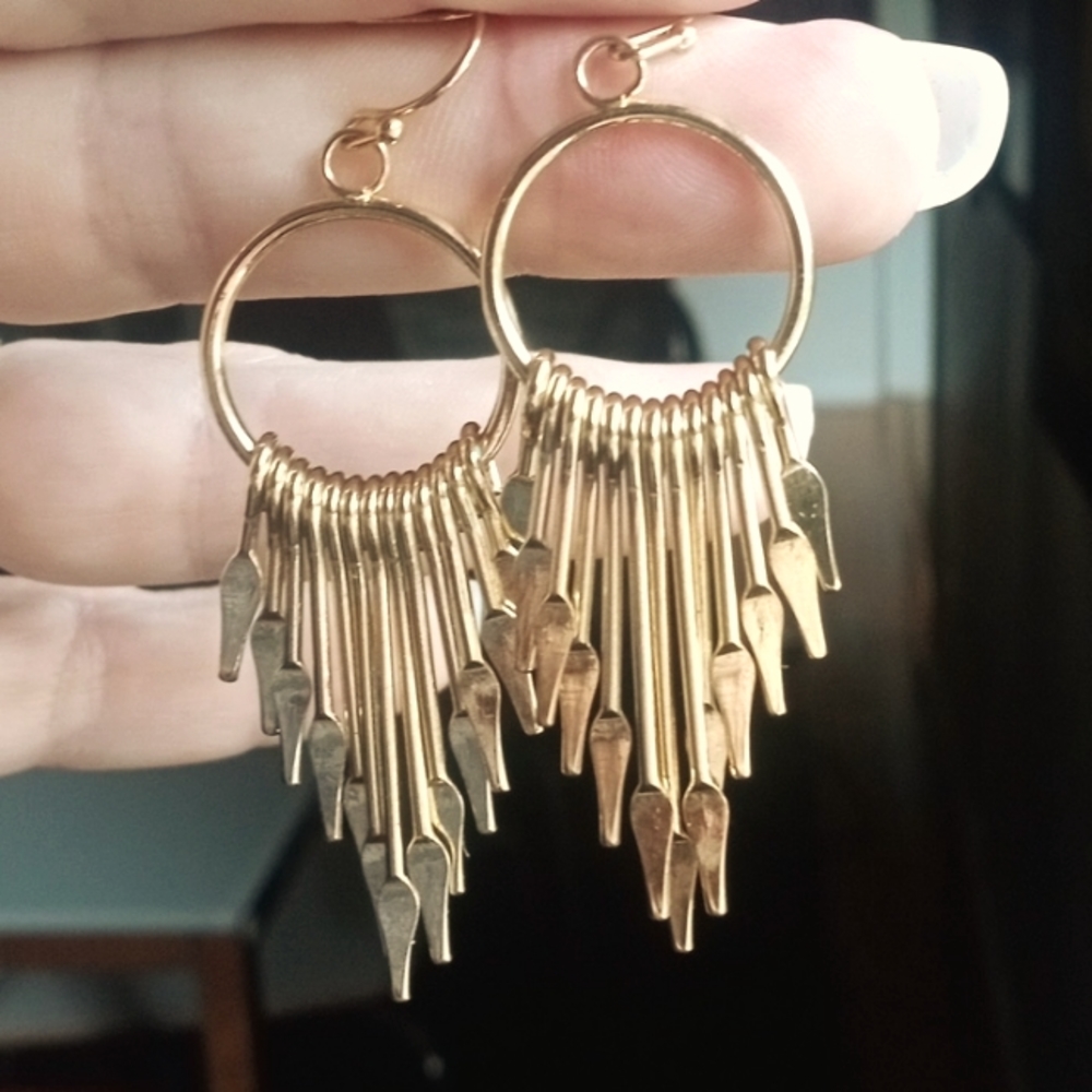 Yellow Gold  tassel,drop earrings. 3in long. Boutique brand NWOT